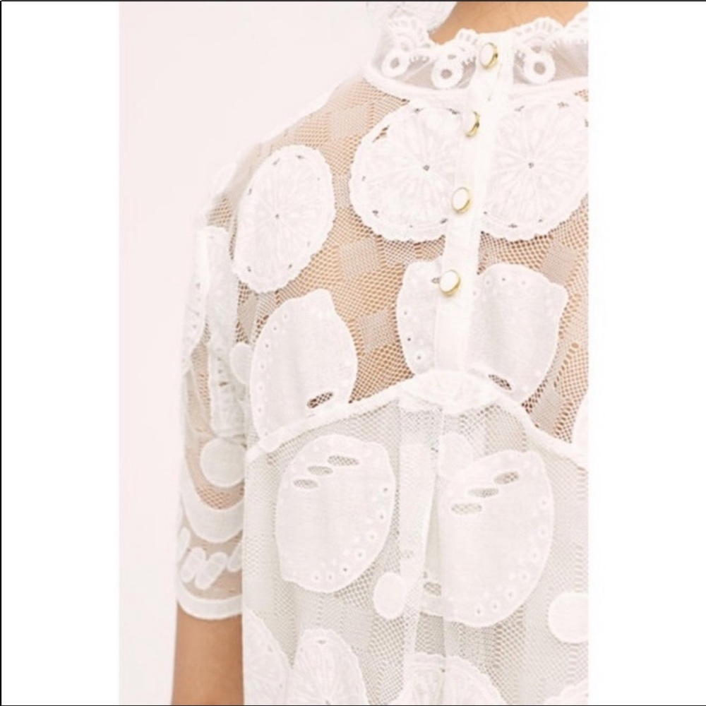 Anthropologie HD in Paris Lemon Lace Top - Picture 5 of 8